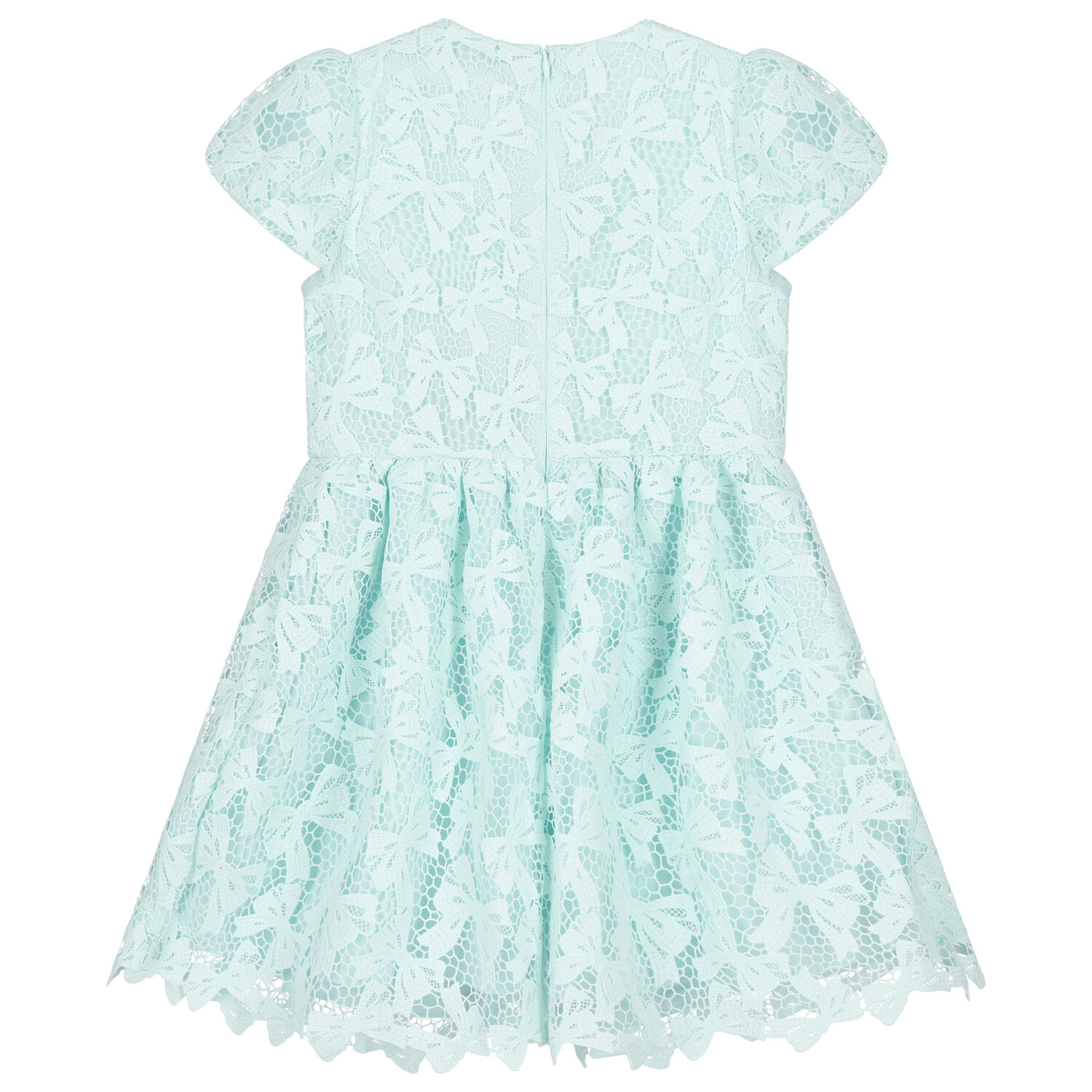 Girls Aqua Bow Lace Dress, 1, hi-res image number null